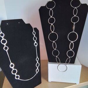 Silver Circle Link Long Necklaces - Women's Fashion Jewelry